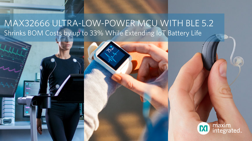 Le microcontrôleur double cœur ultra-basse consommation de Maxim Integrated avec Bluetooth LE 5.2 réduit jusqu'à 33% les coûts de nomenclature des applications IoT